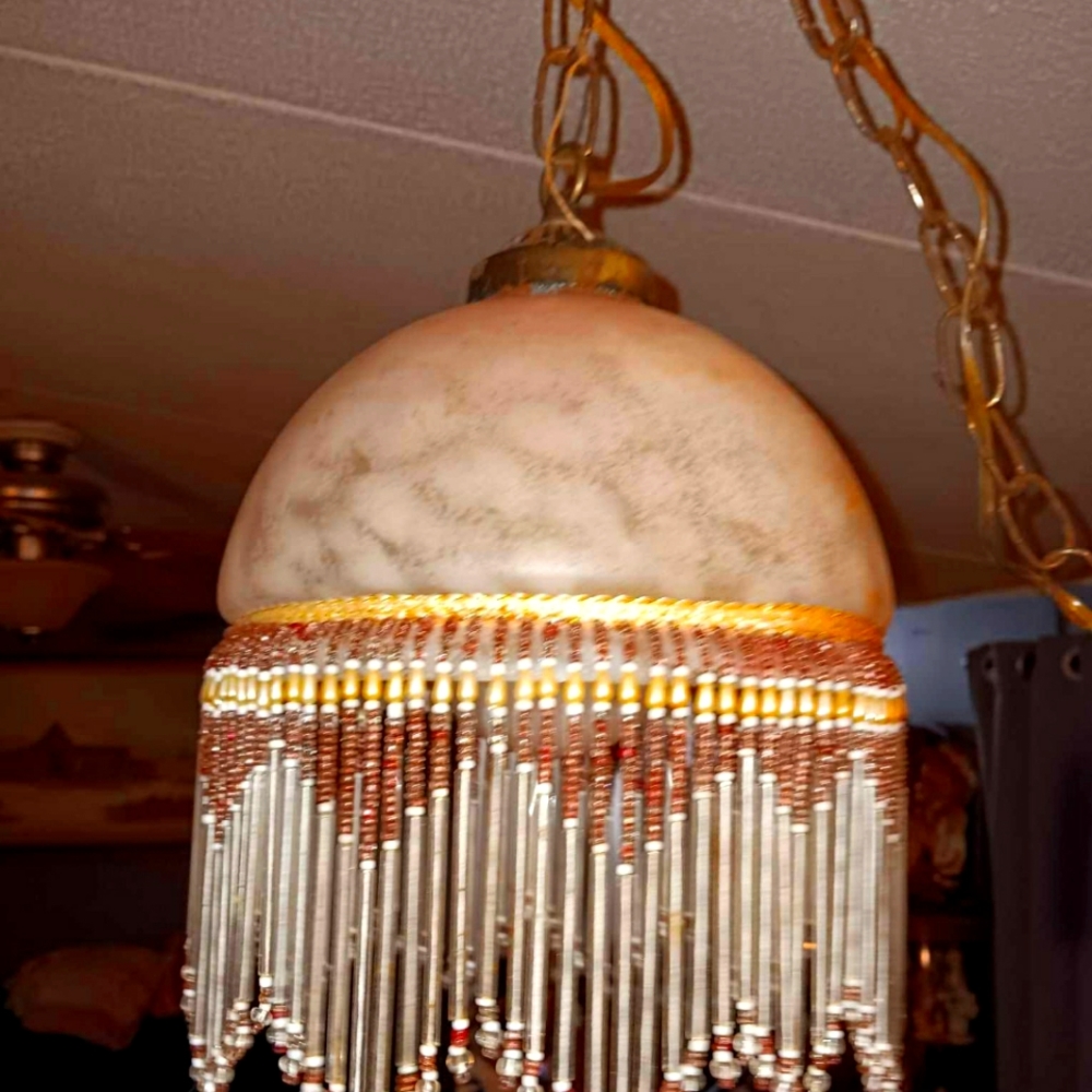 Pretty pink vintage tassel ceiling light